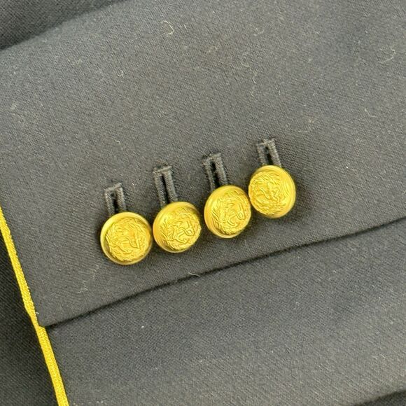 J Crew Tailored Lady Jacket Women Size 10 Navy Wool Ruffles Nautical Gold F6066 - Picture 7 of 16